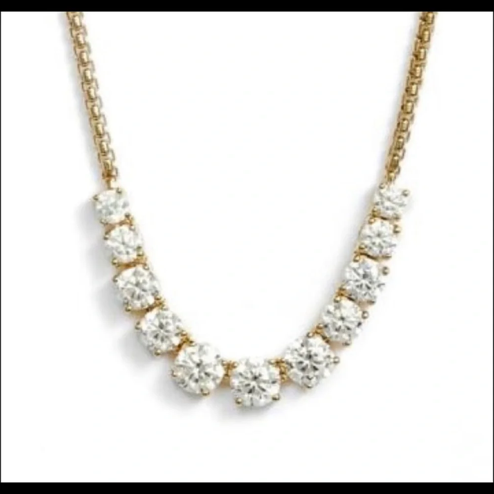 Nadri Rose Gold Pave Necklace Tennis Choker - Picture 3 of 12